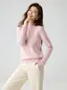 Suéter de cashmere estilo minimalista para mulheres, outono e inverno, gola semi-alta, pulôver solto, camada interna de malha macia e confortável