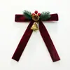 Pingente de Natal 2026 Laço de veludo Decoração de árvore de Natal Sino Ornamento Decoração suspensa Decoração de cena Gancho de porta