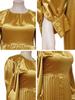 Ropa de mujer de talla grande europea y americana transfronteriza, vestido largo plisado de cuello redondo popular de Amazon para otoño e invierno, ventas directas de fábrica