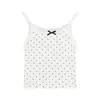 [En stock de Fábrica en Casa] Camisola de Encaje Encaje para Mujer Ajustada Blanca Lunares Polo Top Corto