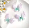 Pacote com 3 Borboletas de Tule 3D de Camada Dupla de 5cm para Acessórios de Cabelo DIY Feitos à Mão, Materiais de Decoração, Brincos de Maquiagem Facial Estilo Antigo Hanfu