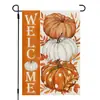 Bandera de Jardín de Otoño de Acción de Gracias de Amazon Calabaza Lino Decoración de Doble Cara Banner de Bandera para Patio Exterior Jardín