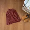 Camada Base Térmica Meia-Gola Alta Infantil Bebê Roupas Novas de Inverno Estilo Coreano Top Listrado Camada Base Espessa Quente