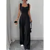 Moda transfronteriza europea y americana, elegante mono largo sin mangas de color liso con cuello cuadrado para mujer, para vacaciones