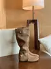 Botines de mujer con plataforma interior, plisados, para adelgazar, estilo hebilla retro, botas vaqueras, botas de moda hasta media pantorrilla