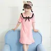 Bata de Noche para Niños, Bata de Noche de Manga Corta de Verano para Mujer, Algodón Puro, Delgada, Pijama Lindo, Vestidos para Niños Grandes, Ropa de Casa, Moderna
