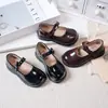 Zapatos de Cuero para Niñas 2026 Otoño Nuevo Estilo Británico Estudiante Negro Zapatos de Performance de Princesa Moda Infantil Zapatos de Boca Baja