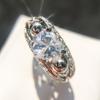Anillo de calavera creativo nuevo con gema de circonita azul diamante joyería de estilo punk europeo y americano