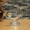 Suministro directo de fábrica, candelabro de cristal transparente con forma de luna romántica francesa, de una sola cabeza, de cera, de vidrio, para decoración de mesa, adornos