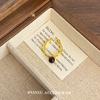 Anillo de piedra de ojo de tigre vintage estilo Hong Kong para mujer, ligero, de lujo, nicho, apertura de otoño e invierno, anillo de dedo ajustable para dieta, anillo irregular