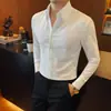 Camisa de manga larga con cuello, estilo coreano 2026, transpirable, business casual, camisa de traje otoño/invierno, blanca, cómoda, corte ajustado, ropa para hombre