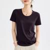 Camiseta Tencel Lyocell Manga Corta Cuello en U 2026 Máscara Estilosa Casual Elástica Secado Rápido Verano 1688 Top para Mujer
