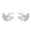 Brincos de folha de ginkgo frescos e artísticos Estilo coreano feminino Estilo requintado Flash Brincos de diamante Estilo frio 2022 Orelha Jóias