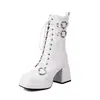 Nova Fivela de Cinto Botas Martin com Cadarço Botas Curtas Femininas Solado Grosso Mesa d'Água Botas de Salto Grosso 40-48 tamanho grande Botas de Comércio Exterior