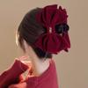Pinza para el cabello de lazo rojo de Año Nuevo para mujer, accesorios para el cabello, clip de terciopelo de doble cara de alta calidad, nuevo, pinza para el cabello de Festival de Primavera, clip de tiburón