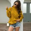 Novo Suéter de Malha Estilo College Outono/Inverno 2026 para Mulheres, Suéter Pulôver de Gola Alta Grosso com Tranças Mais Vendido da Amazon para Mulheres