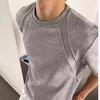 Camiseta de Hombro con Costuras Retro Estilo Americano para Hombre y Mujer Verano Heavy cleanfit Manga Corta Cuello Pequeño Color Sólido Media Manga