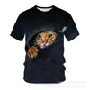 Camiseta de Manga Curta Masculina e Feminina para o Verão 2024 Estampa Digital 3D Gola Redonda Camisa de Manga Curta Solta