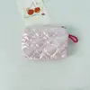 Ins Acolchado Corazón Plateado Linda Cartera para Monedas Pu Color Brillante Bolso Portátil para Cosméticos Cable de Datos Tarjeta de Transporte Bolso para Cosméticos
