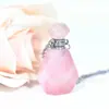 Fábrica Outlet Original Botella de Aceite Faceta de Diamante Piedra Natural Colgante de Aromaterapia Cristal Rosa Jade Botella de Perfume