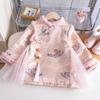 Vestido Cheongsam de Invierno para Niñas con Forro Polar Vestido de Año Nuevo para Niños Estilo Chino Vestido de Primer Cumpleaños para Bebé Niña Hanfu Grueso Cálido