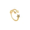 AliExpress Europa y Estados Unidos nuevo anillo de aleación 3 Estrellas Anillo de Diamante Anillo moda temperamento personalidad de moda anillo