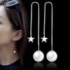 Señor. Pendientes de perla de buena calidad, pendientes Jiang Lai Lai Shuying, pendientes largos elegantes con forma de estrella de cinco puntas.