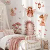 Br1453F Desenho Animado Conto de Fadas Flor Rosa Fada Borboleta Pequeno Animal Estilo Menina Casa Autocolante de Parede Autoadesivo