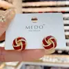Pendientes Franceses de Nicho con Goteo de Esmalte y Giro en Forma de Círculo, Lujo Ligero, Sentido de Gama Alta, Pendientes con Pasador de Plata, Nuevos Pendientes de Moda 2024