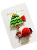 Tocado Navideño Estilo Coreano Color Caramelo Acrílico Muñeco de Nieve Árbol de Navidad Infantil Malla Lentejuelas Juego de Horquillas al por Mayor