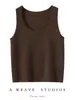 Nuevo Chaleco de Cachemir Otoño e Invierno para Mujer, Suéter de Punto Simple Versátil Cuello en U Otoño e Invierno Capa Interior Chaleco Cálido