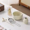 Juego de Tazón de Cerámica para Matcha Transfronterizo con Batidor de Bambú Estilo Japonés, Palillo Mezclador de Matcha, Caja de Regalo para Juego de Té