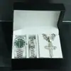 Moda Genial Conjunto de Collar con Colgante de Cruz Pulsera Reloj Caja de Regalo Traje Regalos Hermosos de Alta Gama para Hombres