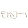 Gafas de estilo coreano rosa té anti-luz azul 3150 aro dorado TR montura óptica de moda esencial para cara grande espejo liso simple