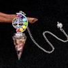 2145-Nuevo Producto Transfronterizo Árbol de la Vida Colorido Grava de Cristal Resina Péndulo Cónico Hexagonal Joyería para Meditación Yoga