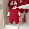 Ropa para Bebés Niñas, Mameluco de Primavera y Otoño, Atuendo para Celebración de Luna Llena y Cien Días, Mameluco para Recién Nacidos, Mameluco de Año Nuevo, Traje para Gatear