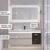 Juego de Lavabo y Gabinete de Baño Color Crema con Lavabo Cerámico Integrado para Uso Residencial