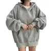 Chamarra sudadera con capucha, gruesa y forrada de polar para mujer