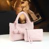 Bolsa Pequena de Palha 2026 Novo Estilo Elegante Transversal Bolsa Mãe e Filha Bolsa Feminina de Couro Genuíno Tote Moderno e Tendência Bolsa de Ombro