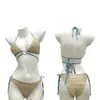 Verão Novo Fato de Banho Feminino Dividido Alças com Cordão Sexy Garota Quente Praia Biquíni Férias de Primavera Quente Fato de Banho Atacado