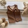Colete de Pelúcia Quente de Inverno Infantil com Desenho para Meninos e Meninas, Colete Interno de Fleece Dupla Face, Malha sem Mangas