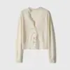 Shanghai Dan Nong Tejido/Artesanía Italiana Cardigan/Top de Punto de Encaje 100% Lana Soluble en Agua para Mujer