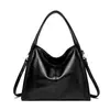 Bolso Tote de Cuero Genuino de Alta Gama, Versátil y de Moda, Gran Capacidad, Bolso Hobo para el Hombro, Estilo Japonés y Coreano, Correa Ancha Simple, Bolso para Viajar para Mujer