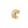 Anillo de Acero Inoxidable con Circonita Incrustada Estilo de Moda Transfronterizo Chapado en Oro de 18K Lujo Accesible Anillo de Acero de Titanio Joyería de Mano Ajustable
