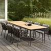 Mesa y silla nórdicas para exterior, terraza, patio de madera anticorrosión, jardín exterior, protector solar impermeable, mesa de comedor y silla de placa de roca de madera maciza