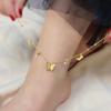 Tornozeleira Yunyao 2022 de Aço Titânio Não Desbota Banhada a Ouro 18K Borboleta para Mulheres, Estilo Minimalista, Tendência nas Redes Sociais