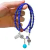 Pulseira de Prata Esterlina 925 Design Retrô de Múltiplos Círculos com Lápis Lazúli Natural de Alta Qualidade, Pedra da Lua, Amazonita e Cristal de Morango