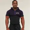 Youngla Sudadera con Capucha de Manga Corta Media Cremallera Tela de Alta Elasticidad de Secado Rápido Transpirable para Correr Entrenamiento Deportes