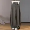 Pantalones súper elegantes de estilo "old money", de tiro alto, holgados, con pierna curva, para mujer, nuevos pantalones negros de pierna ancha para traje de oficina, para primavera y otoño