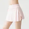 Saia Esportiva Dupla Camada com Babados Feminina Cintura Alta Controle de Barriga Anti-Exposição Fitness Tenis Skort Corrida Saia de Yoga